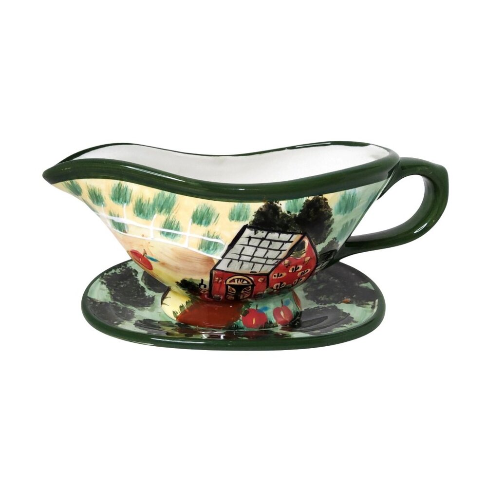 vintage wcl farmhouse ceramic multicolor gravy boat
